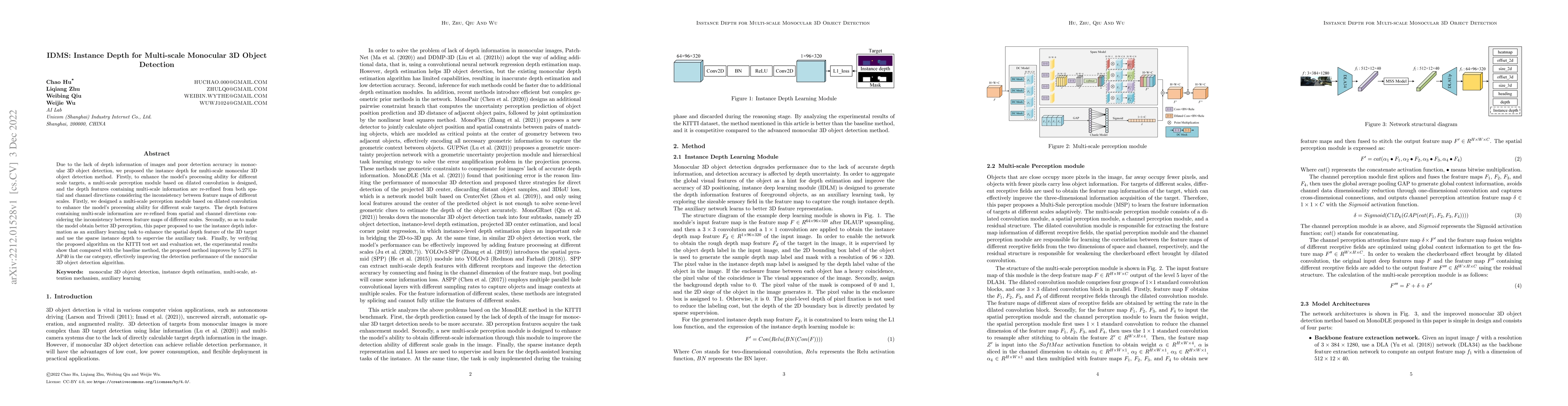 Thumbnail for IDMS: Instance Depth for Multi-scale Monocular 3D Object Detection