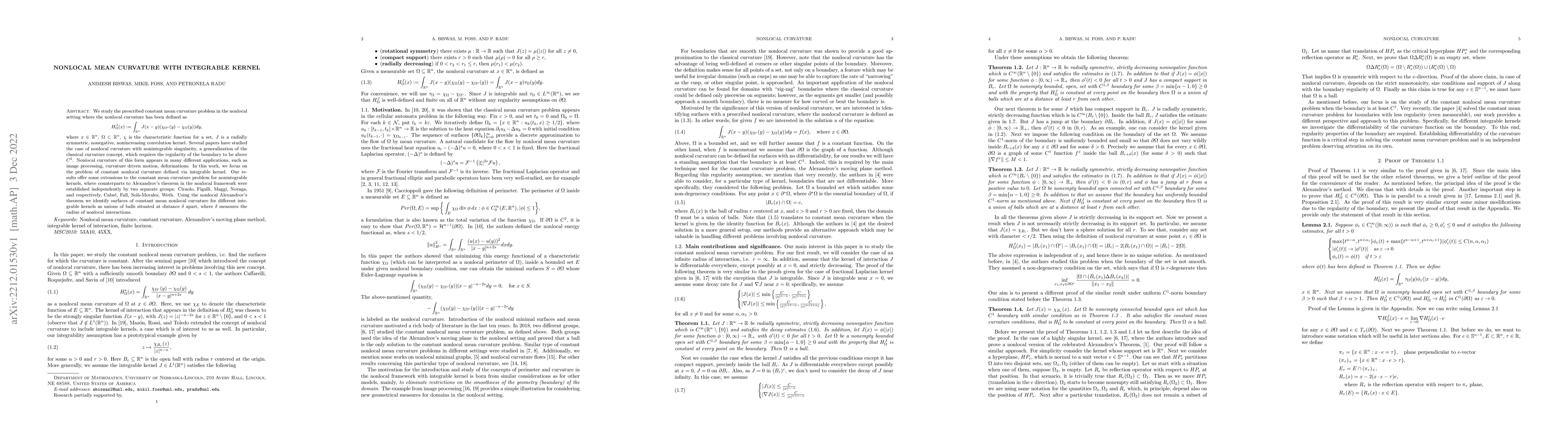 Thumbnail for Nonlocal Mean Curvature with Integrable Kernel