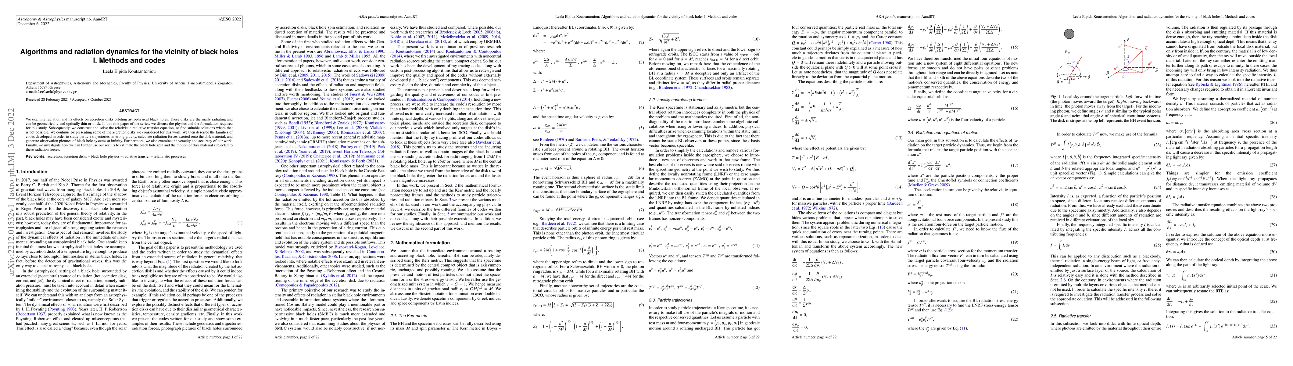 Thumbnail for Algorithms and radiation dynamics for the vicinity of black holes I.
  Methods and codes