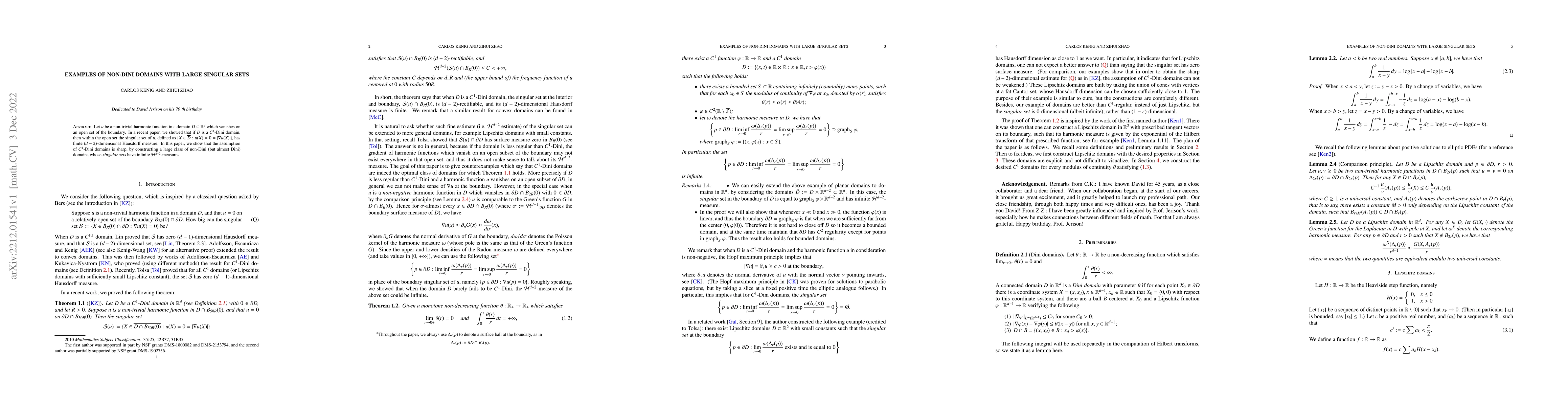 Thumbnail for Examples of non-Dini domains with large singular sets