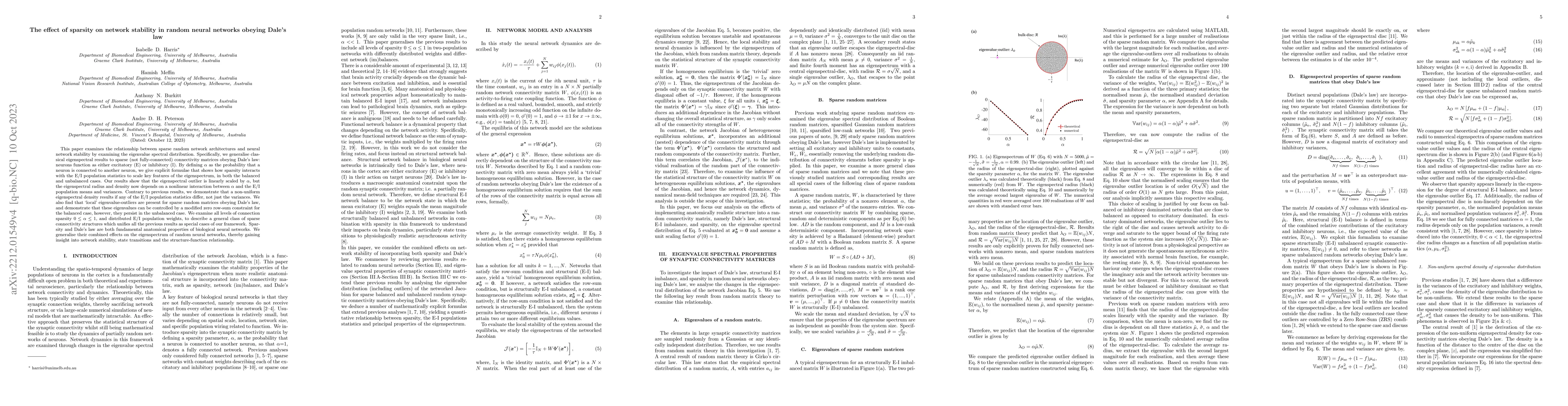 Thumbnail for Eigenvalue spectral properties of sparse random matrices obeying Dale's
  law