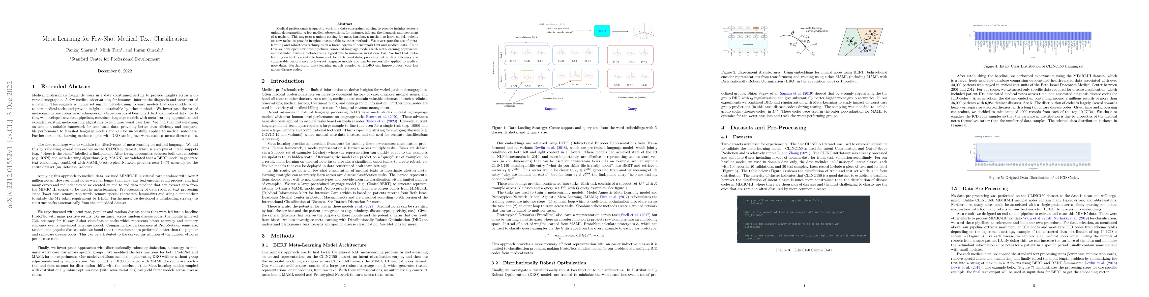 Thumbnail for Meta Learning for Few-Shot Medical Text Classification