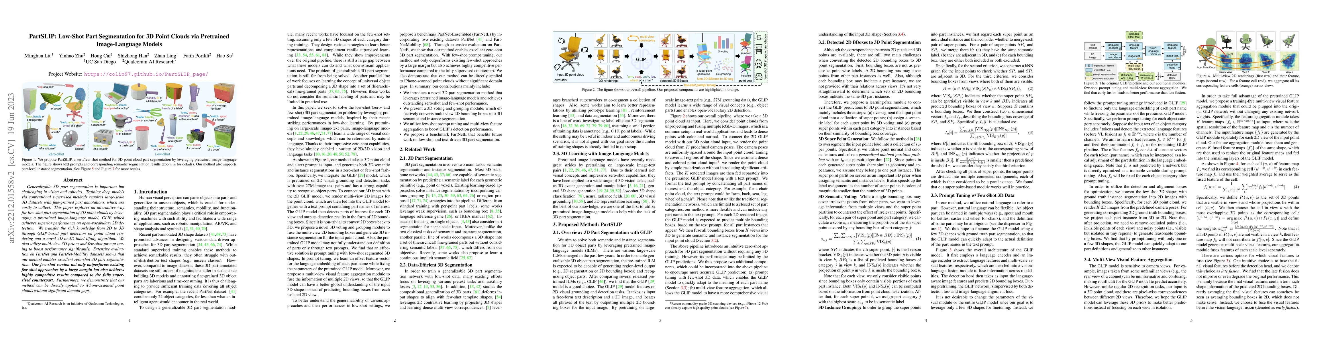 Thumbnail for PartSLIP: Low-Shot Part Segmentation for 3D Point Clouds via Pretrained
  Image-Language Models