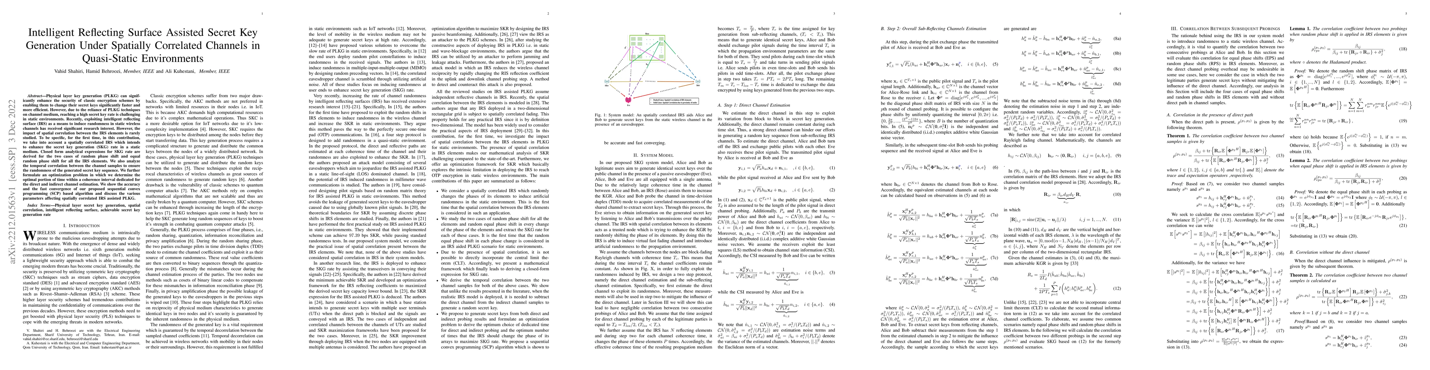 Thumbnail for Intelligent Reflecting Surface Assisted Secret Key Generation Under
  Spatially Correlated Channels in Quasi-Static Environments