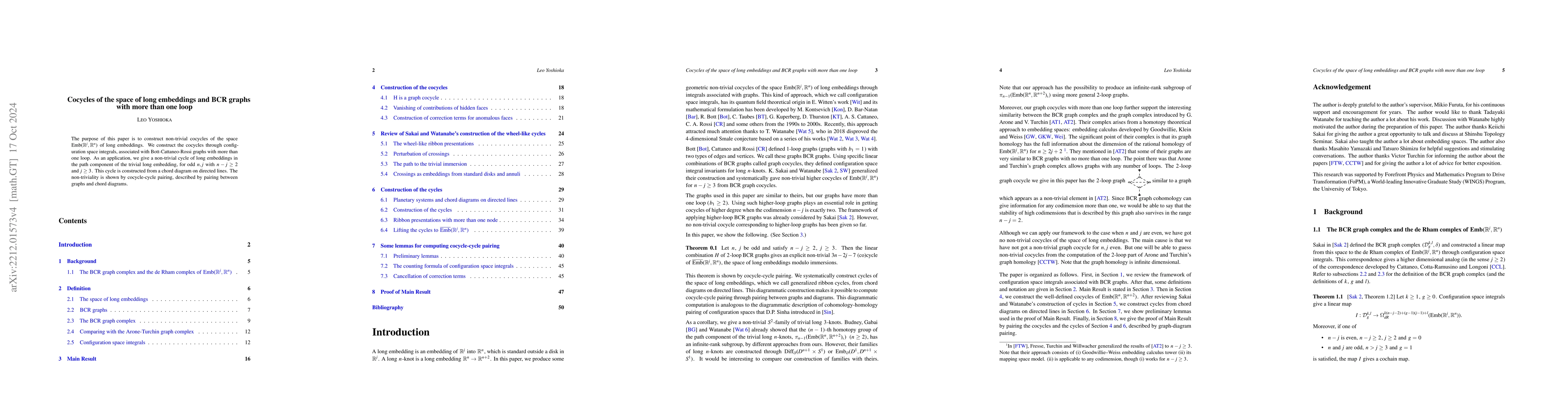 Thumbnail for Cocycles of the space of long embeddings and BCR graphs with more than
  one loop