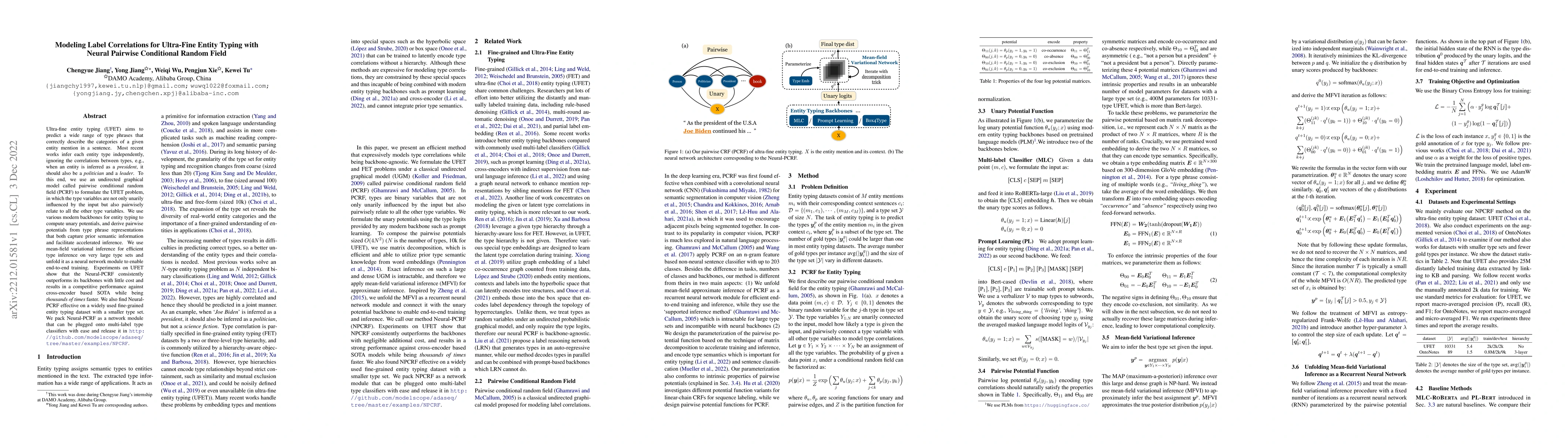 Thumbnail for Modeling Label Correlations for Ultra-Fine Entity Typing with Neural
  Pairwise Conditional Random Field