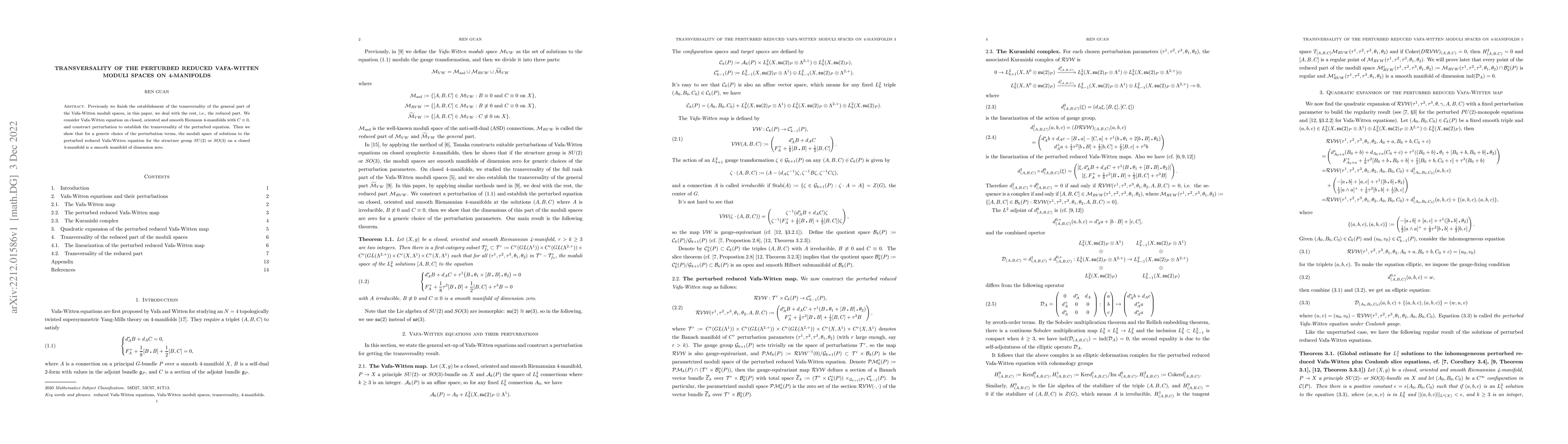 Thumbnail for Transversality of the perturbed reduced Vafa-Witten moduli spaces on
  4-manifolds