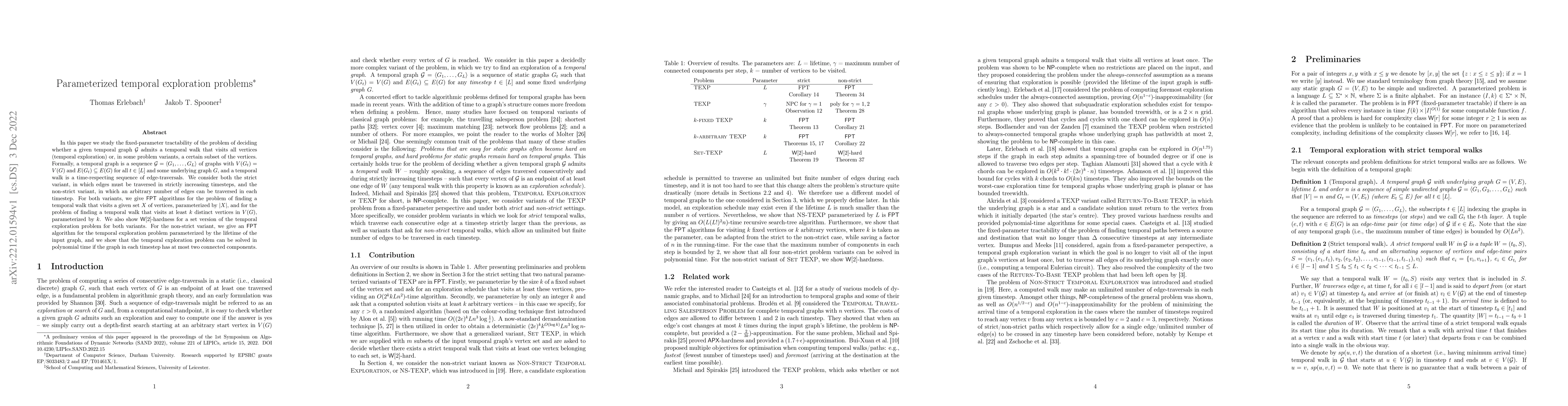Thumbnail for Parameterized temporal exploration problems