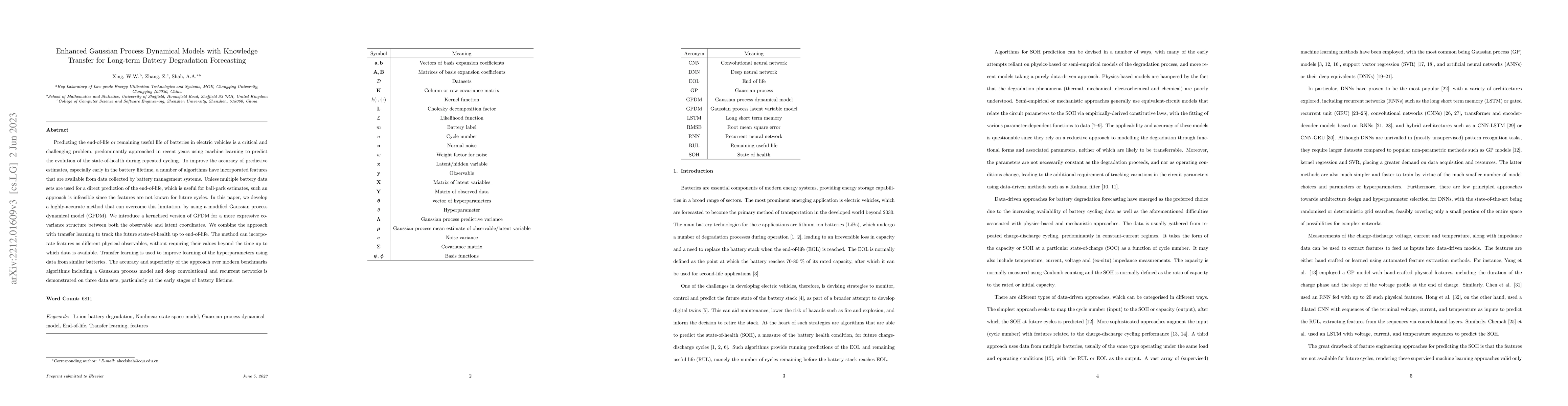 Thumbnail for Enhanced Gaussian Process Dynamical Models with Knowledge Transfer for
  Long-term Battery Degradation Forecasting