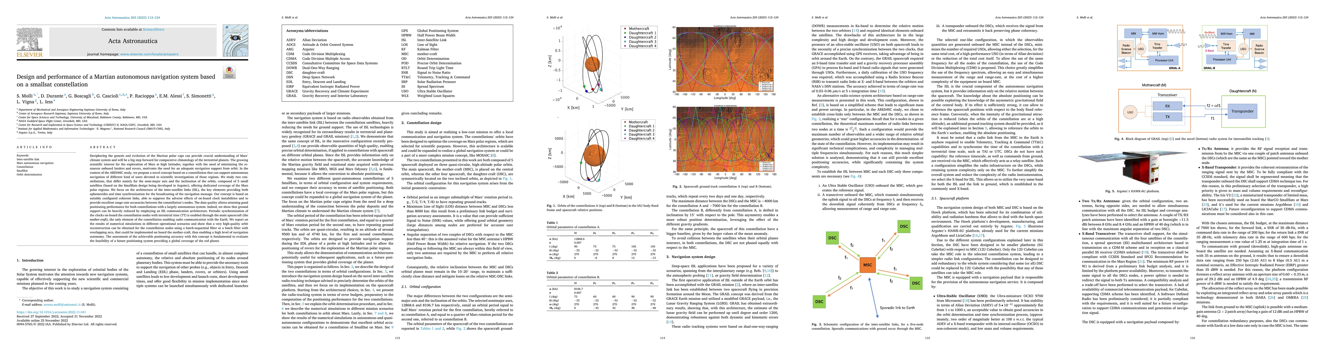 Thumbnail for Design and performance of a Martian autonomous navigation system based
  on a smallsat constellation