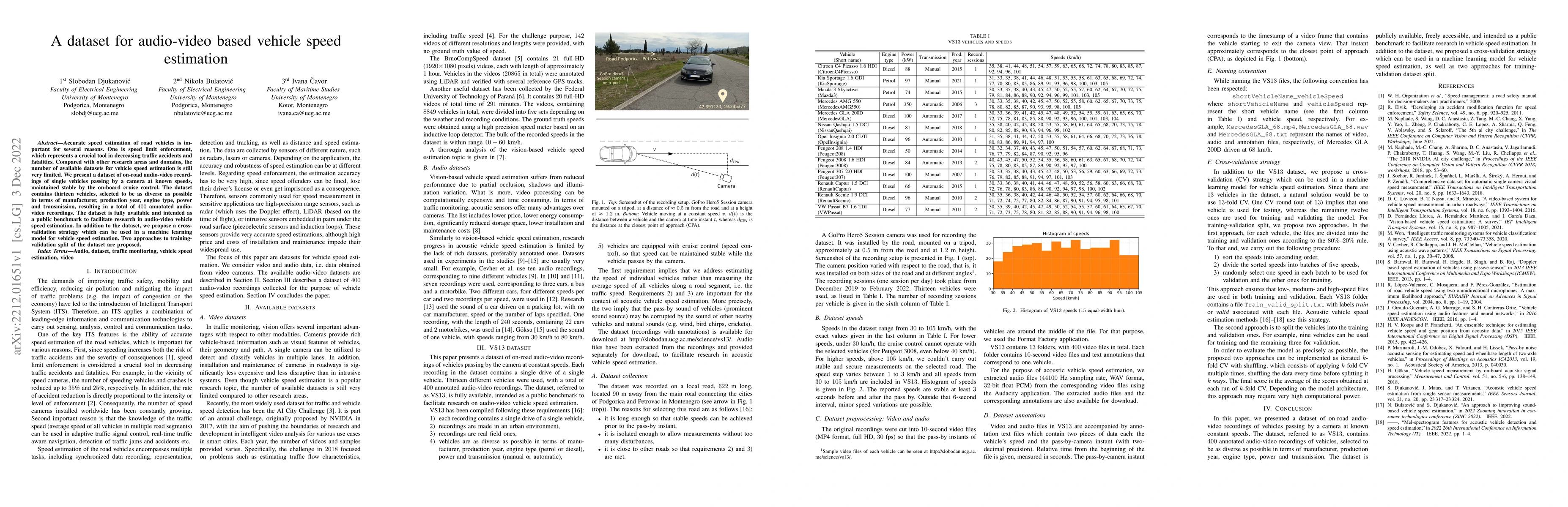 Thumbnail for A dataset for audio-video based vehicle speed estimation