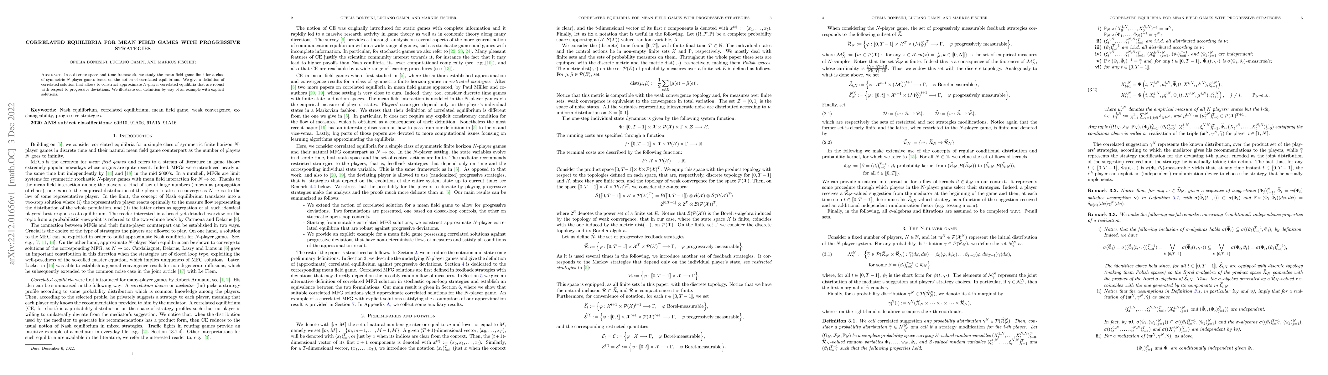 Thumbnail for Correlated equilibria for mean field games with progressive strategies