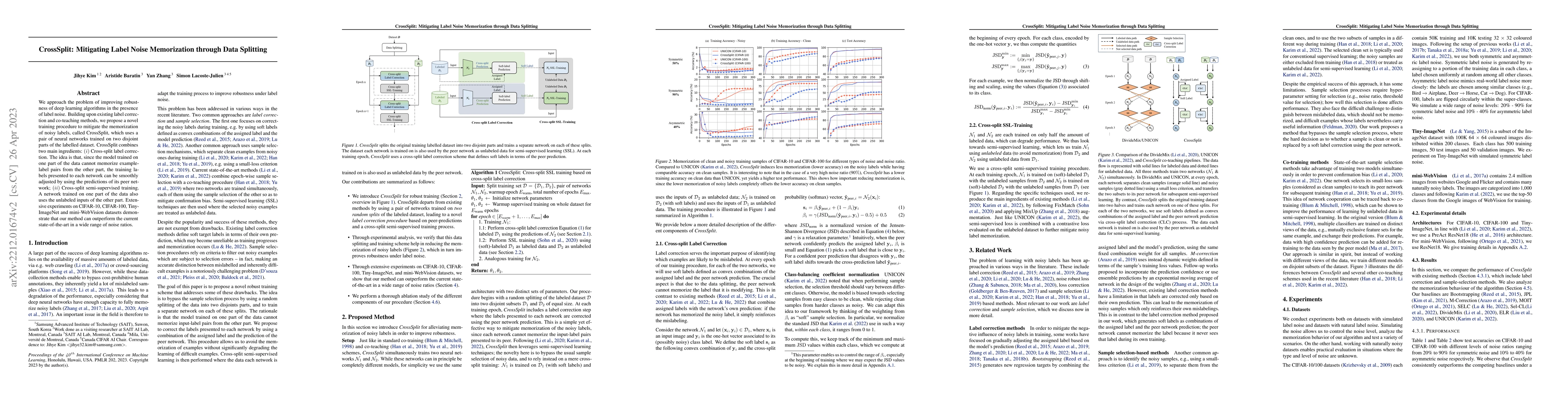 Thumbnail for CrossSplit: Mitigating Label Noise Memorization through Data Splitting