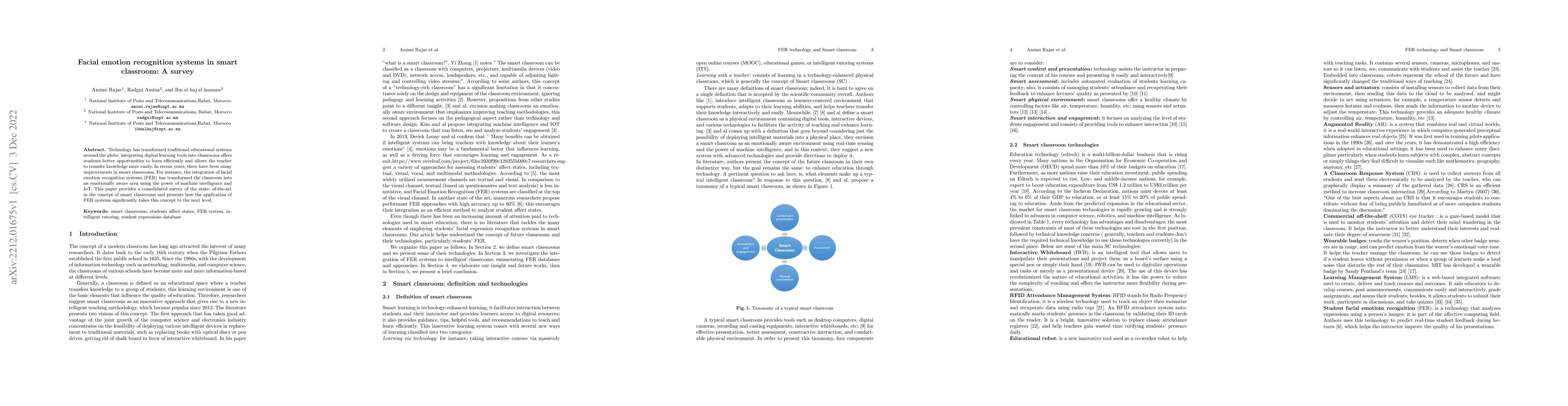 Thumbnail for A survey of smart classroom: Concept, technologies and facial emotions
  recognition application