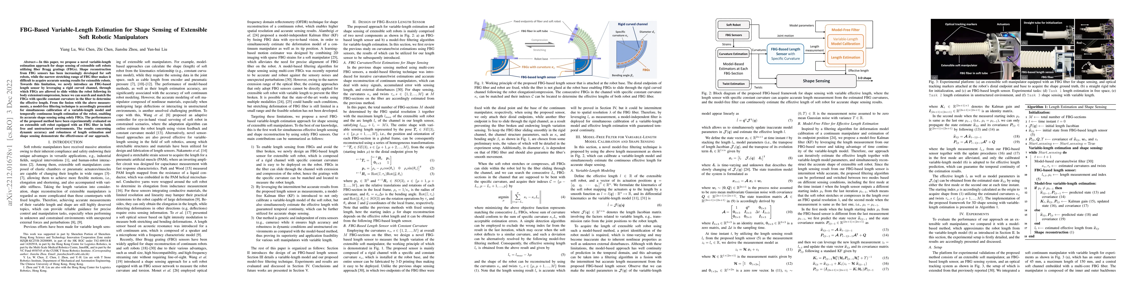 Thumbnail for FBG-Based Variable-Length Estimation for Shape Sensing of Extensible
  Soft Robotic Manipulators