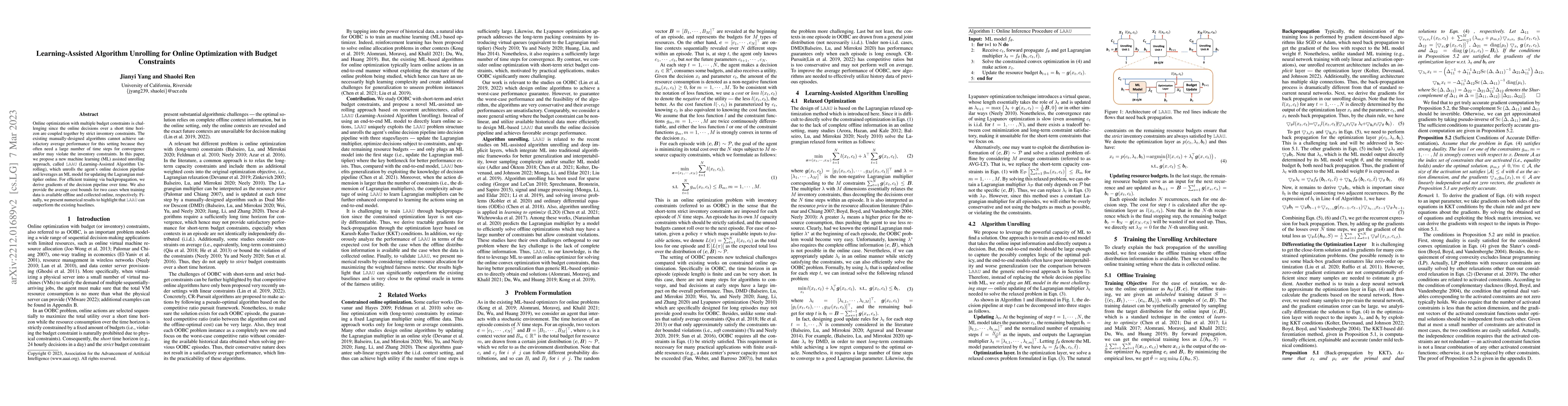 Thumbnail for Learning-Assisted Algorithm Unrolling for Online Optimization with
  Budget Constraints