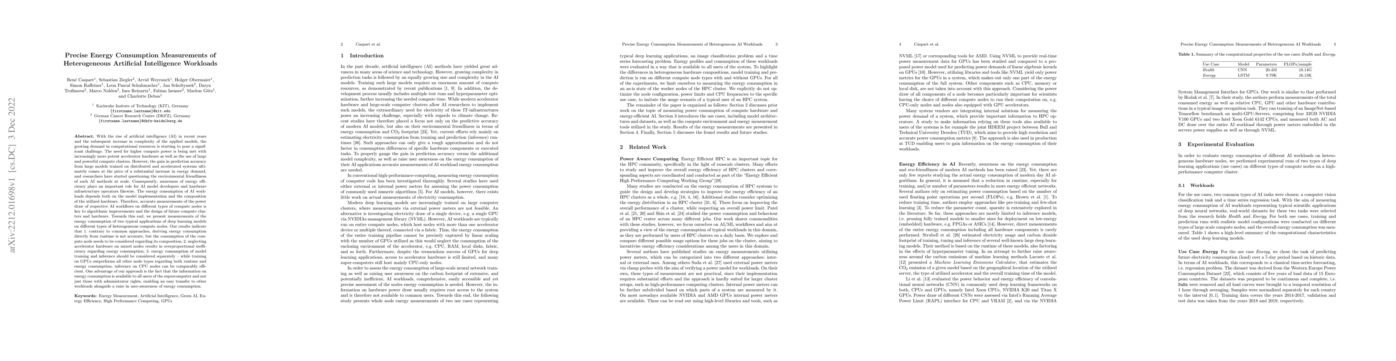 Thumbnail for Precise Energy Consumption Measurements of Heterogeneous Artificial
  Intelligence Workloads
