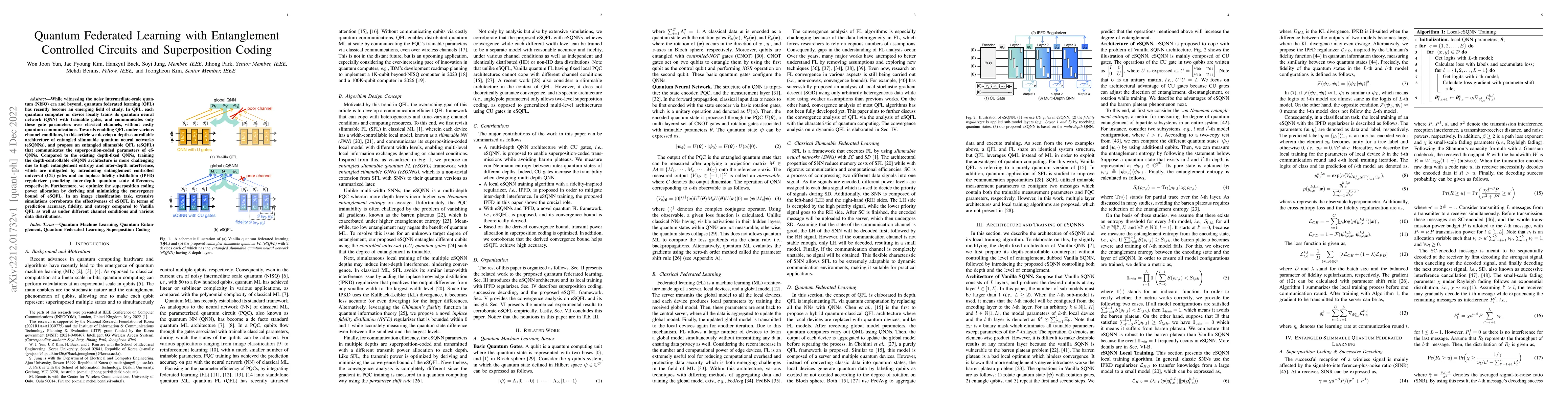 Thumbnail for Quantum Federated Learning with Entanglement Controlled Circuits and
  Superposition Coding