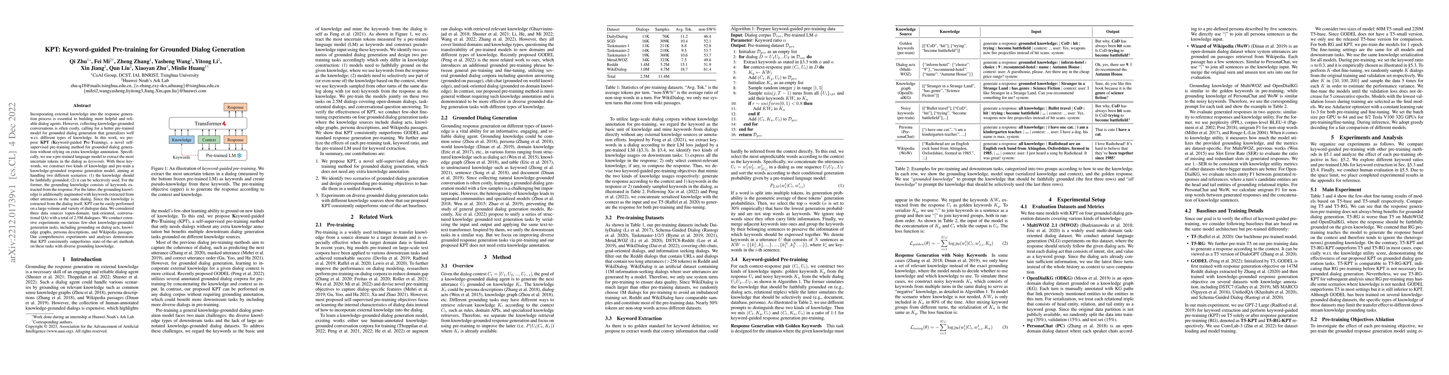 Thumbnail for KPT: Keyword-guided Pre-training for Grounded Dialog Generation