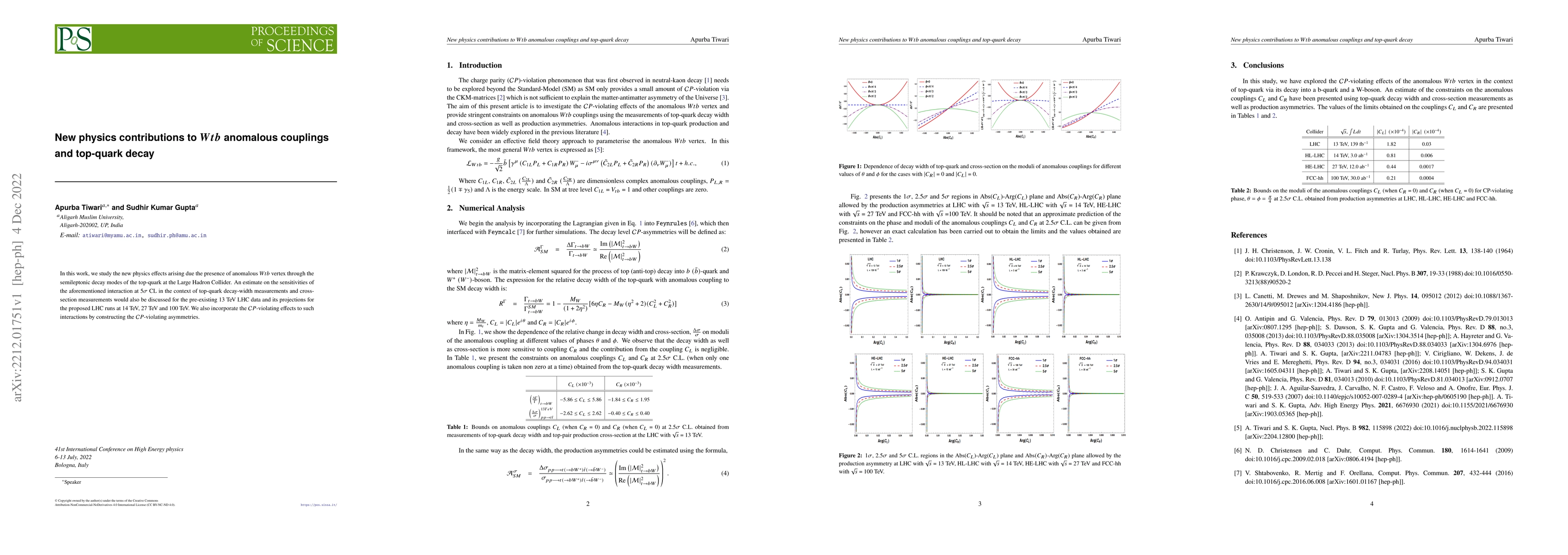 Thumbnail for New physics contributions to $Wtb$ anomalous couplings and top-quark
  decay