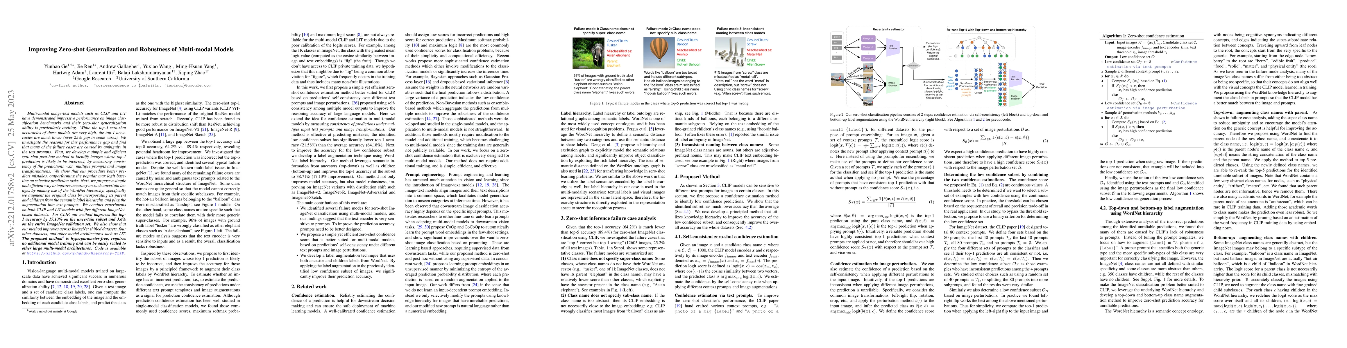 Thumbnail for Improving Zero-shot Generalization and Robustness of Multi-modal Models