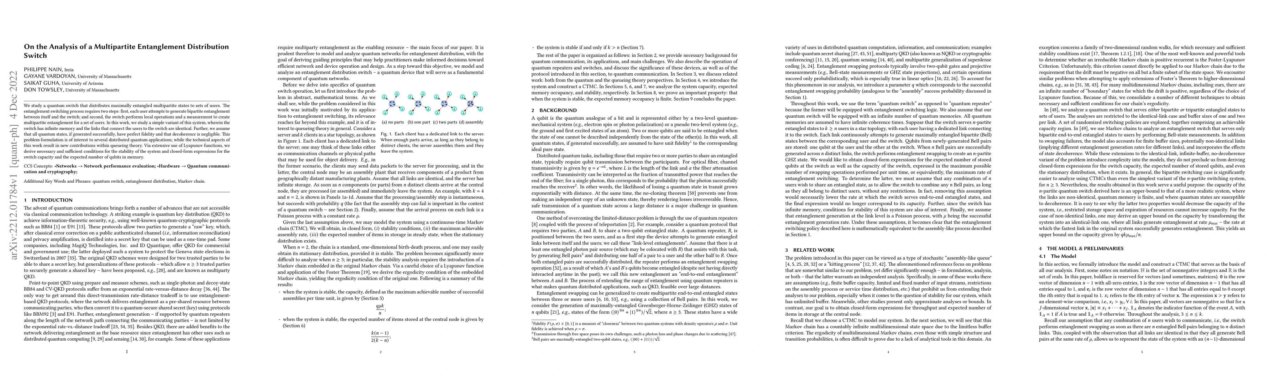 Thumbnail for On the Analysis of a Multipartite Entanglement Distribution Switch