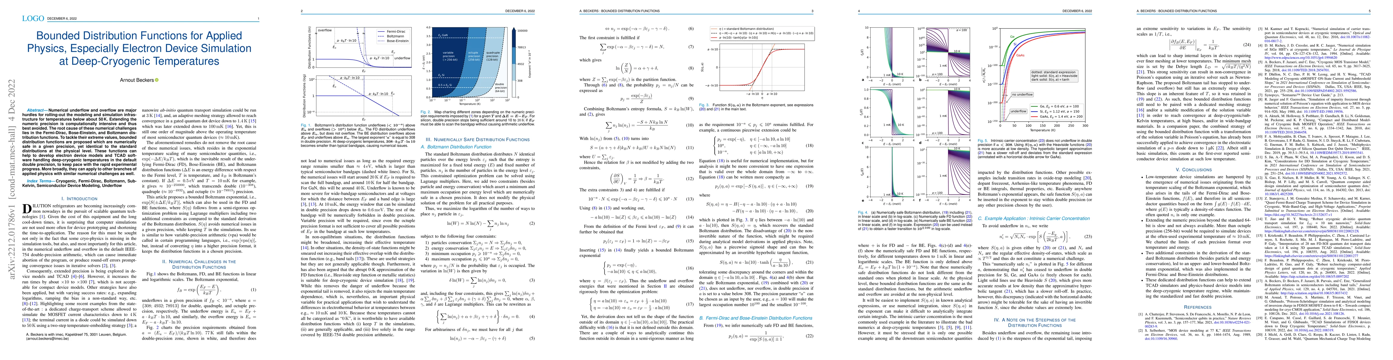 Thumbnail for Bounded Distribution Functions for Applied Physics, Especially Electron
  Device Simulation at Deep-Cryogenic Temperatures