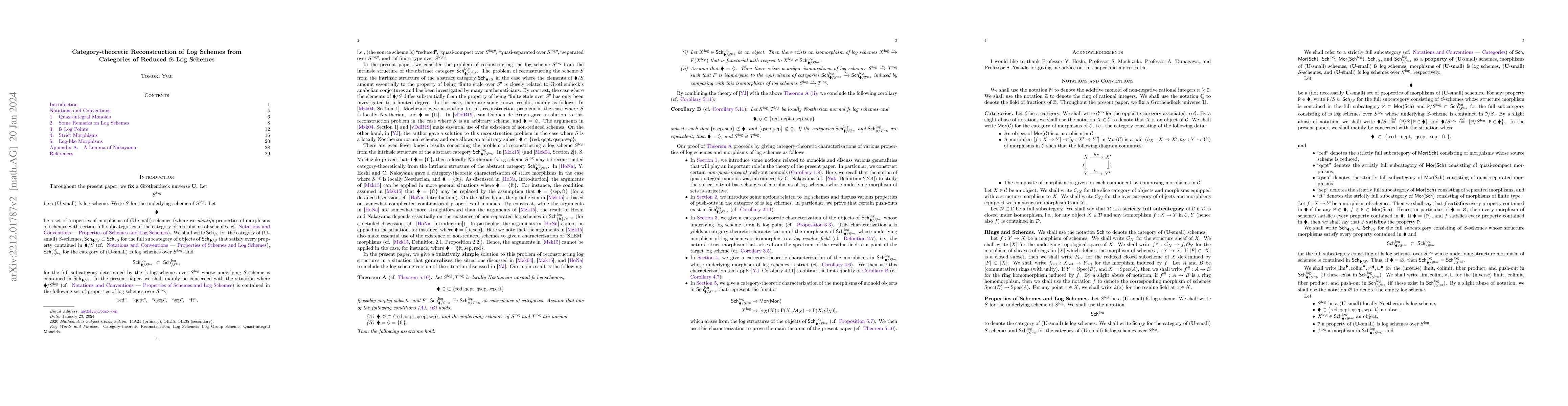 Thumbnail for Category-theoretic Reconstruction of Log Schemes from Categories of
  Reduced fs Log Schemes