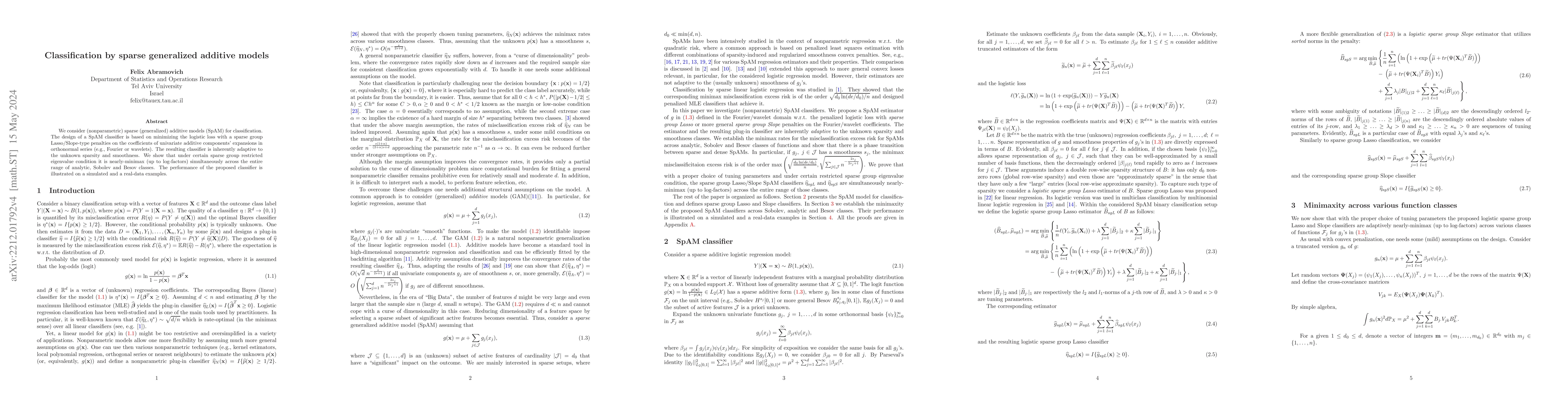 Thumbnail for Classification by sparse generalized additive models