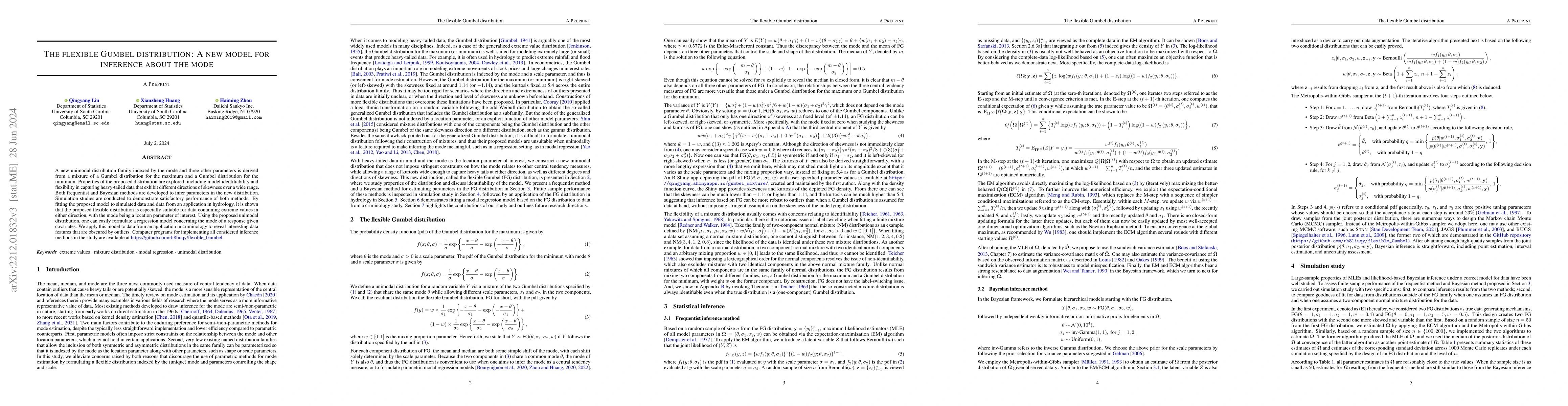Thumbnail for The flexible Gumbel distribution: A new model for inference about the
  mode