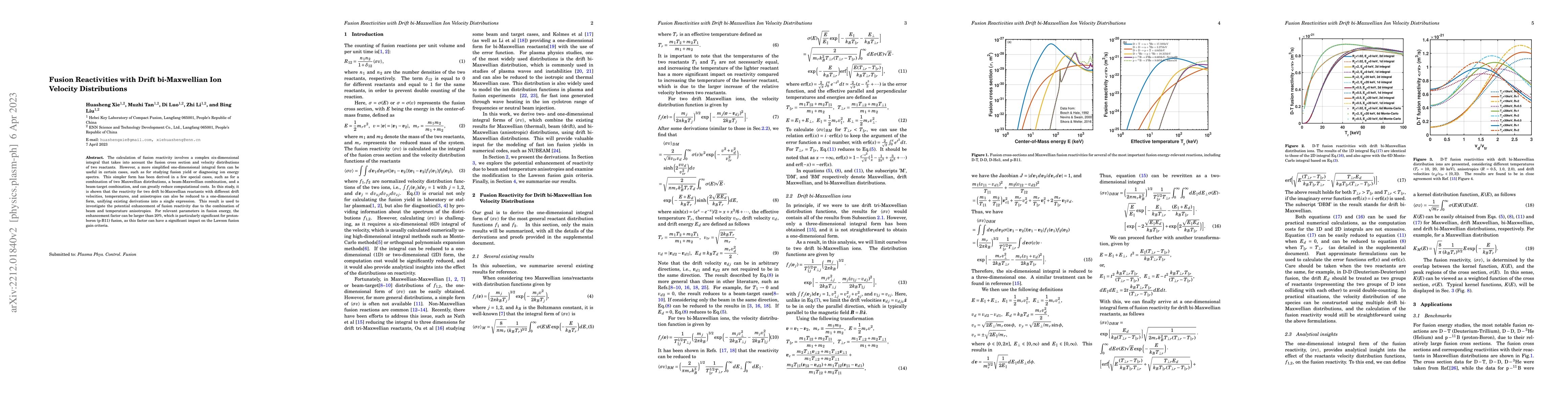 Thumbnail for Fusion Reactivities with Drift bi-Maxwellian Ion Velocity Distributions