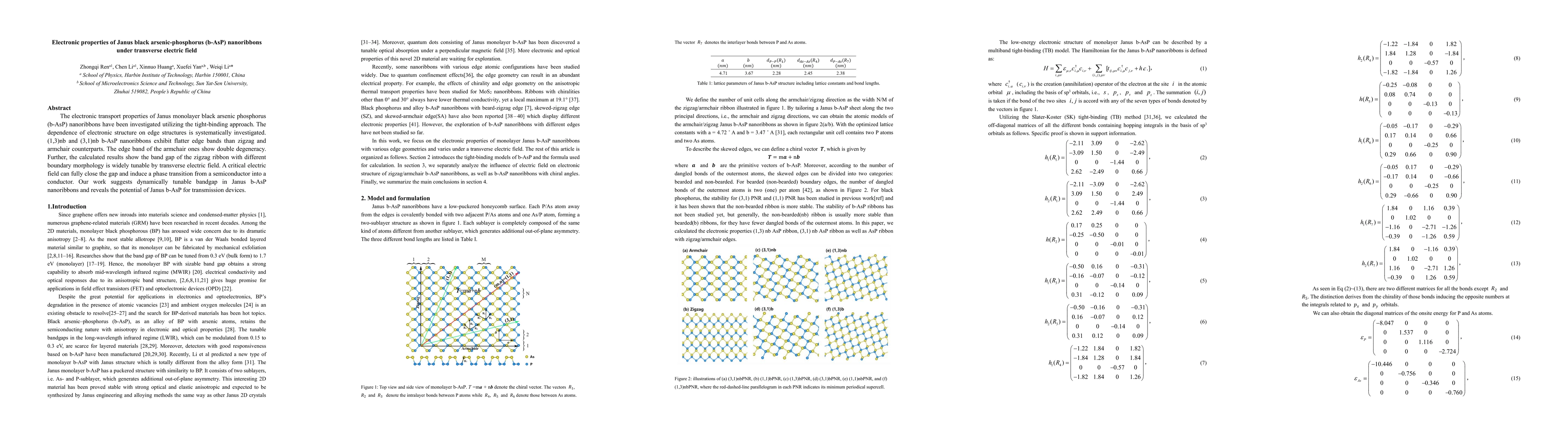 Thumbnail for Electronic properties of Janus black arsenic-phosphorus (b-AsP)
  nanoribbons under transverse electric field