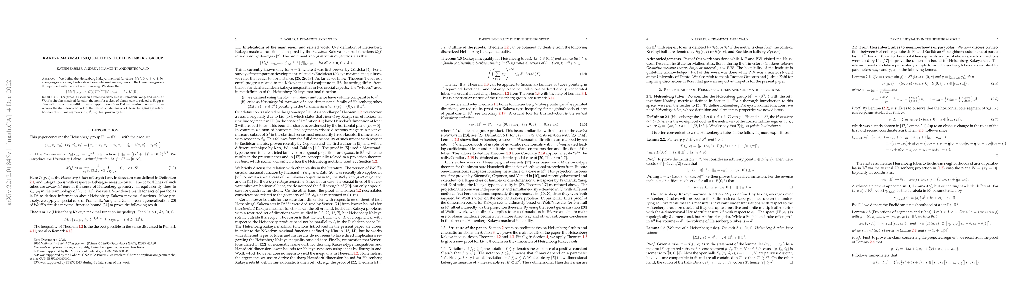 Thumbnail for Kakeya maximal inequality in the Heisenberg group