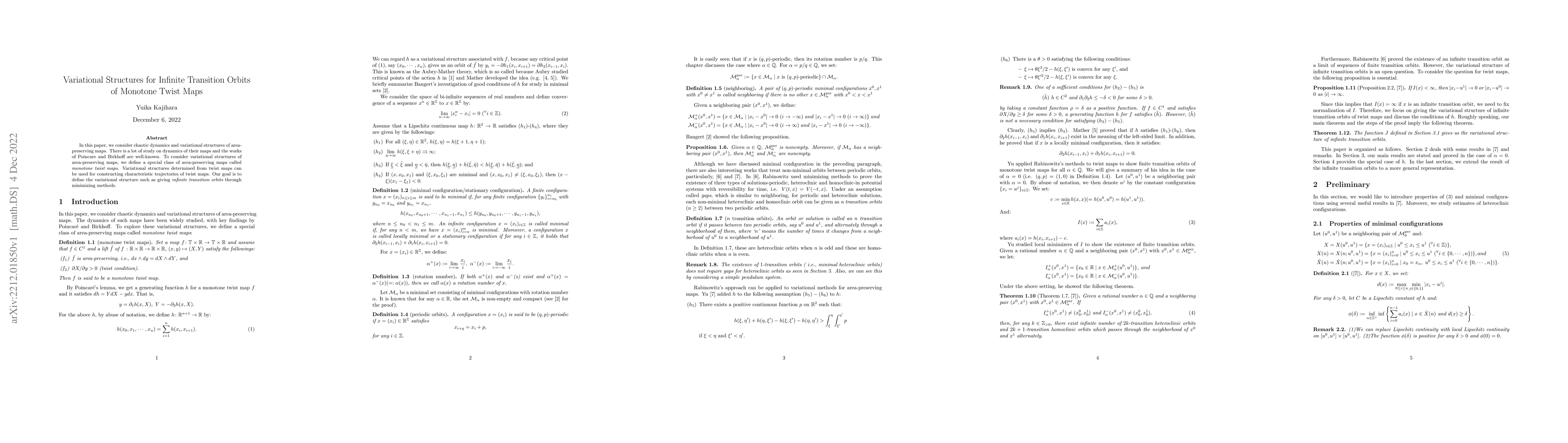 Thumbnail for Variational structures for infinite transition orbits of monotone twist
  maps
