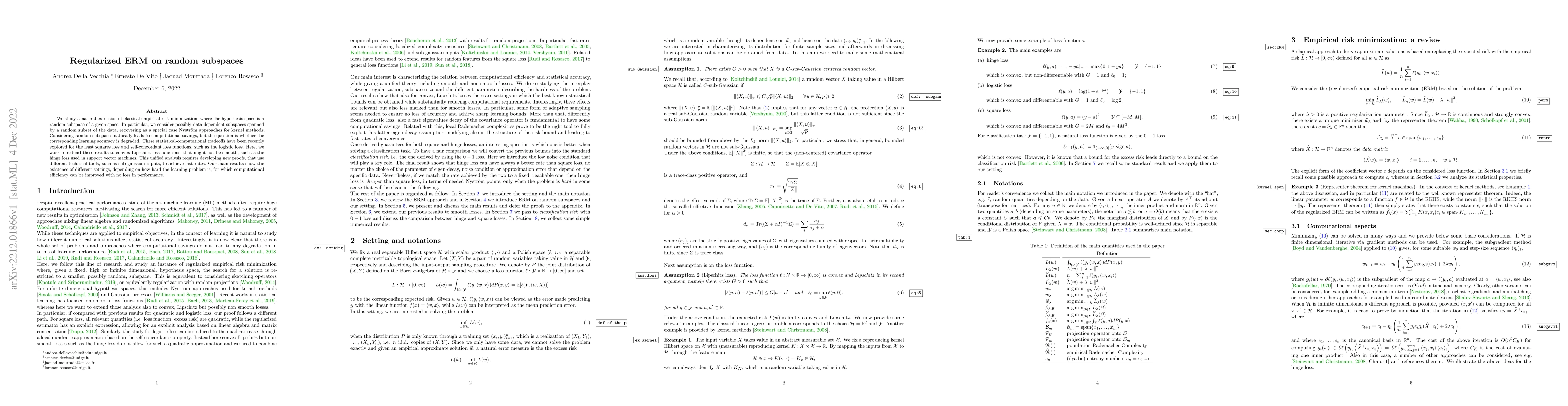 Thumbnail for Regularized ERM on random subspaces
