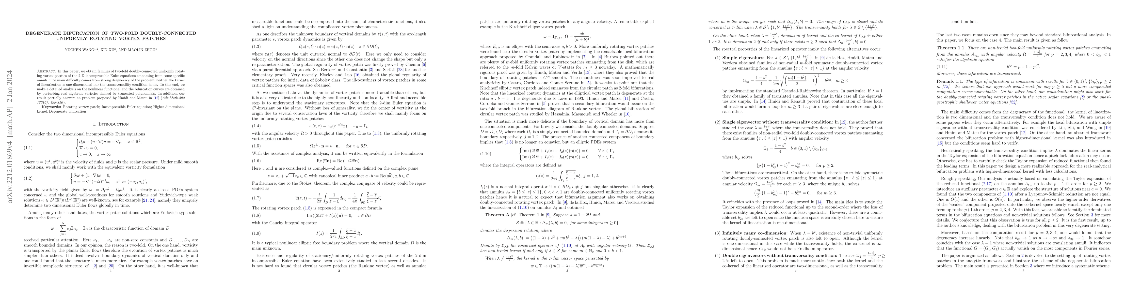 Thumbnail for Degenerate bifurcations of two-fold doubly-connected uniformly rotating
  vortex patches