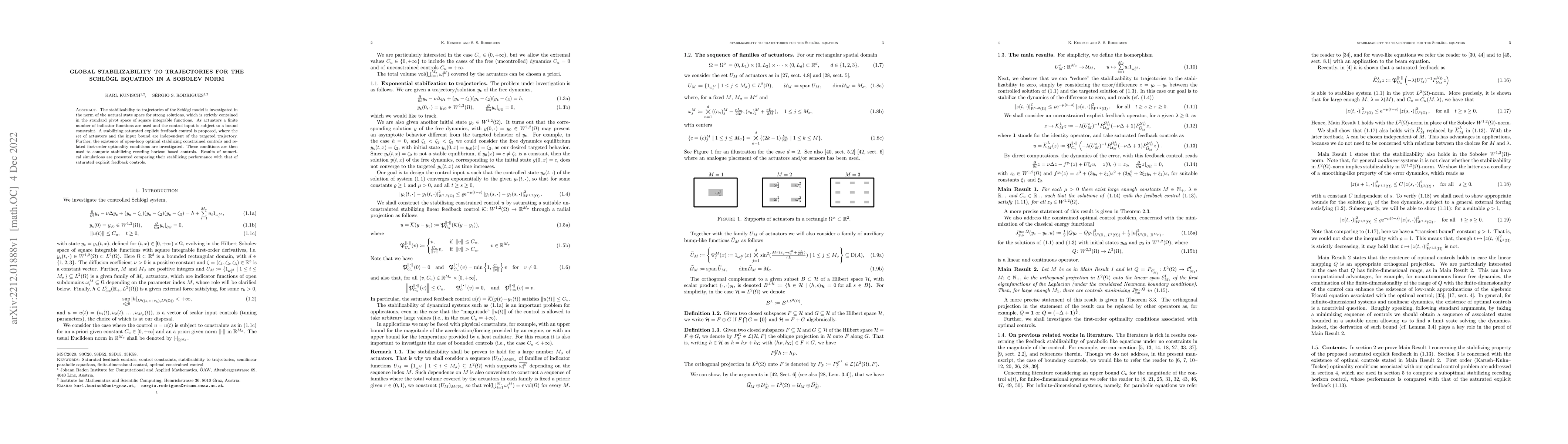 Thumbnail for Global stabilizability to trajectories for the Schl\"ogl equation in a
  Sobolev norm