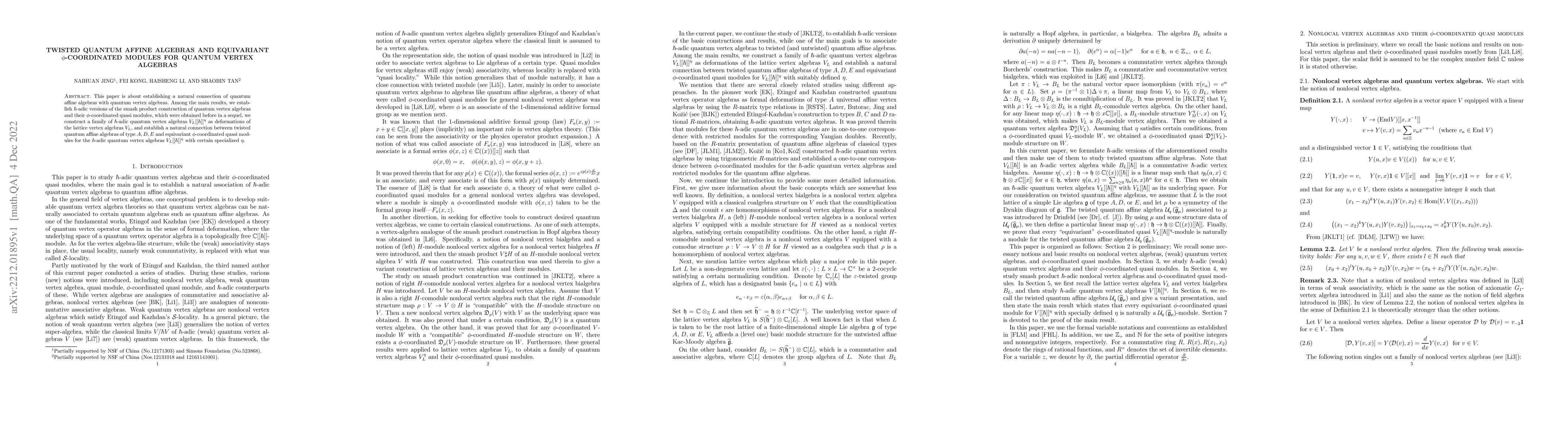 Thumbnail for Twisted quantum affine algebras and equivariant $\phi$-coordinated
  modules for quantum vertex algebras
