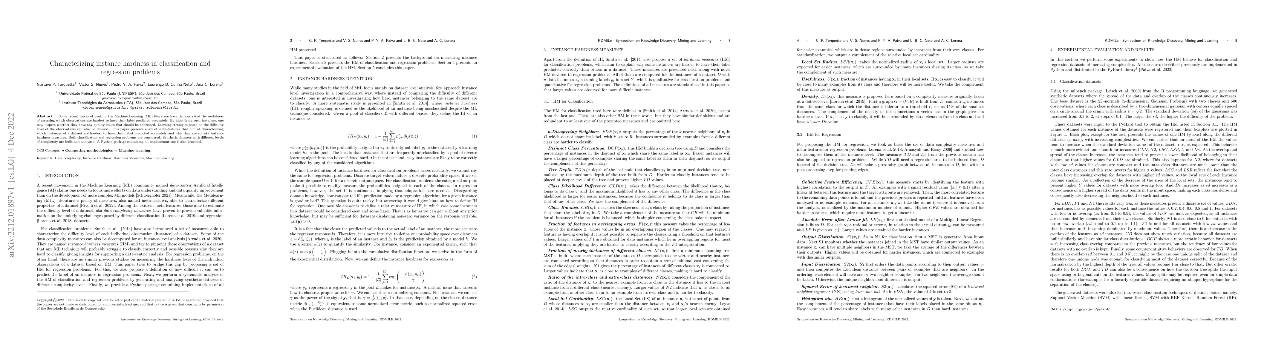 Thumbnail for Characterizing instance hardness in classification and regression
  problems