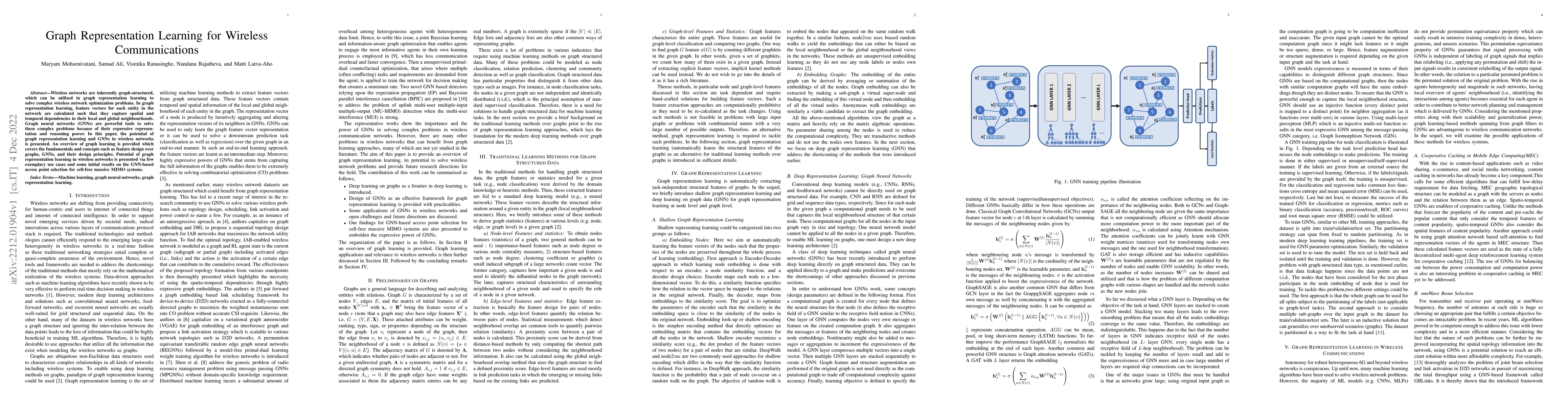 Thumbnail for Graph Representation Learning for Wireless Communications