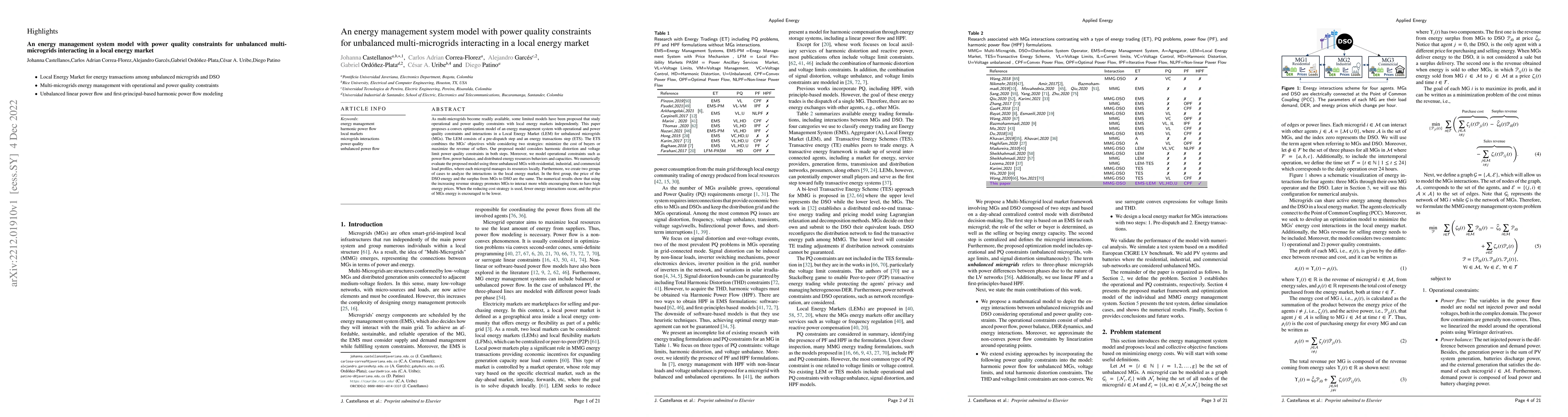 Thumbnail for An energy management system model with power quality constraints for
  unbalanced multi-microgrids interacting in a local energy market