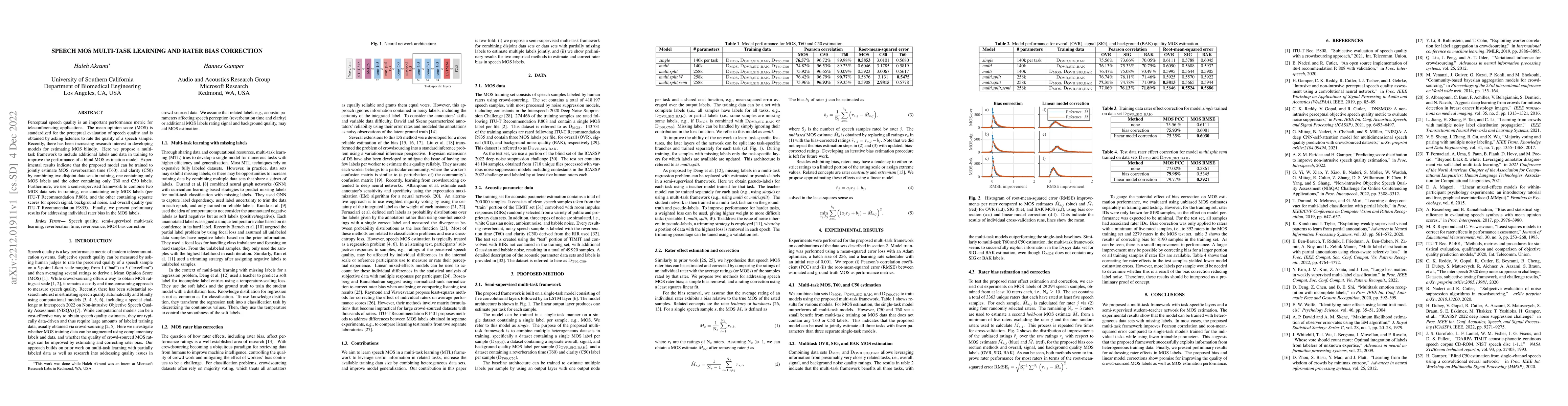 Thumbnail for Speech MOS multi-task learning and rater bias correction