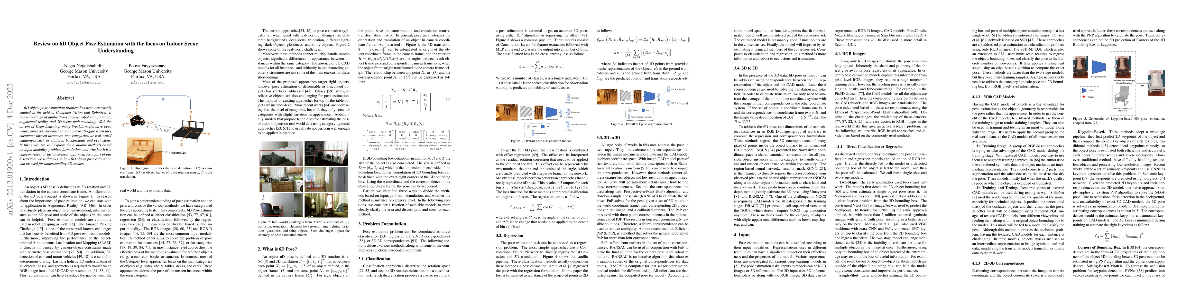 Thumbnail for Review on 6D Object Pose Estimation with the focus on Indoor Scene
  Understanding