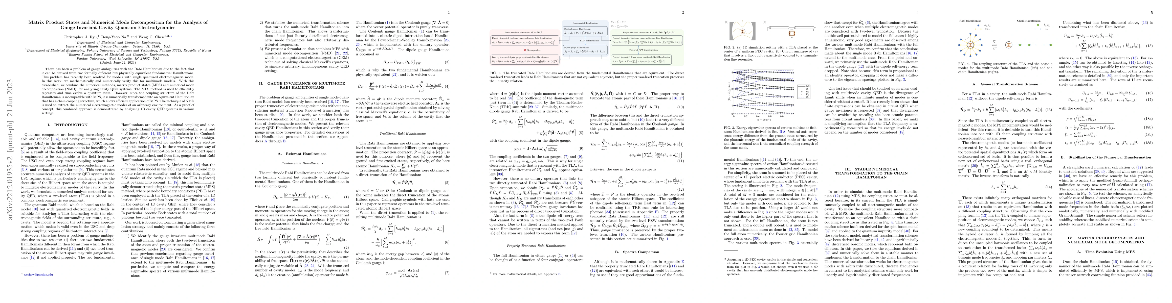 Thumbnail for Matrix product states and numerical mode decomposition for the analysis
  of gauge-invariant cavity quantum electrodynamics