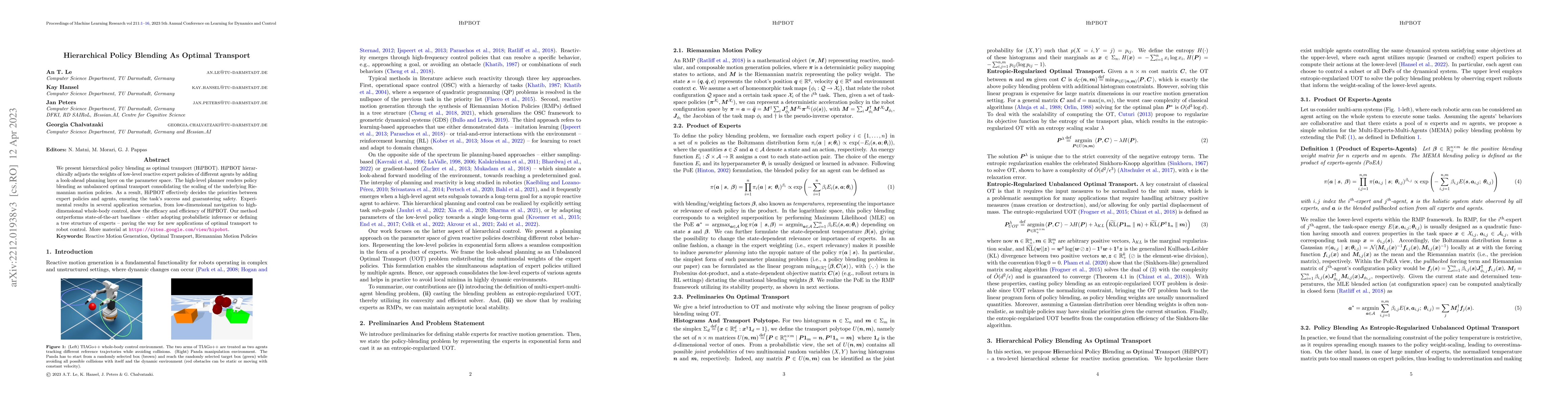 Thumbnail for Hierarchical Policy Blending As Optimal Transport