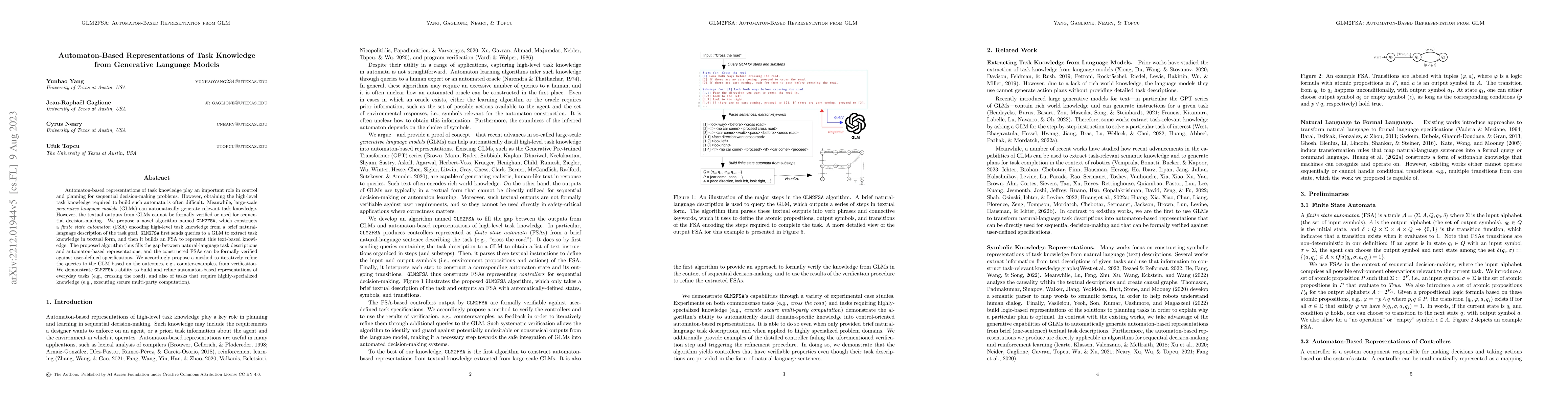 Thumbnail for Automaton-Based Representations of Task Knowledge from Generative
  Language Models