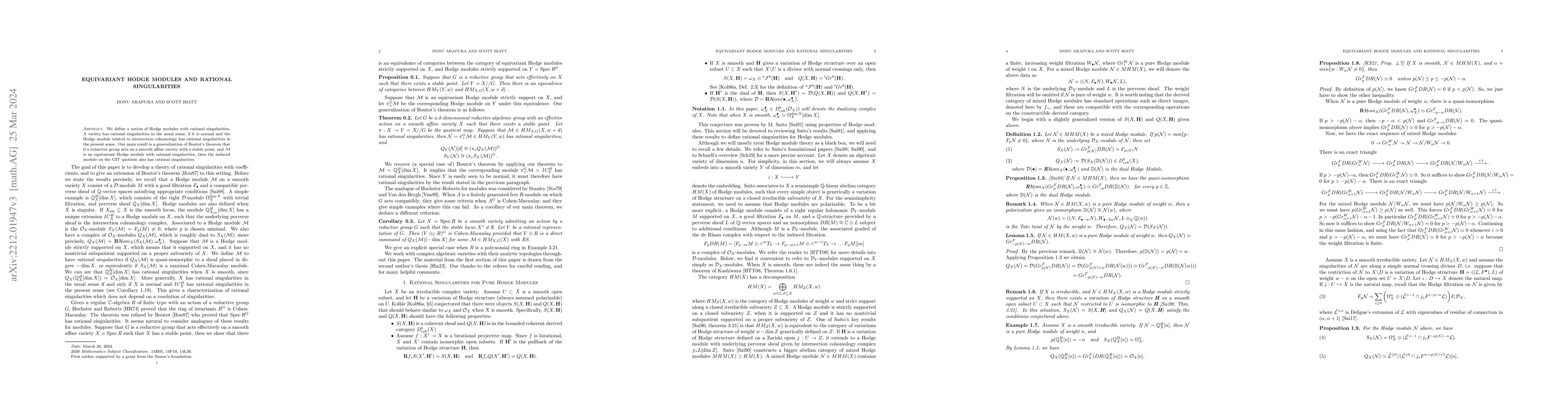 Thumbnail for Equivariant Hodge modules and rational singularities