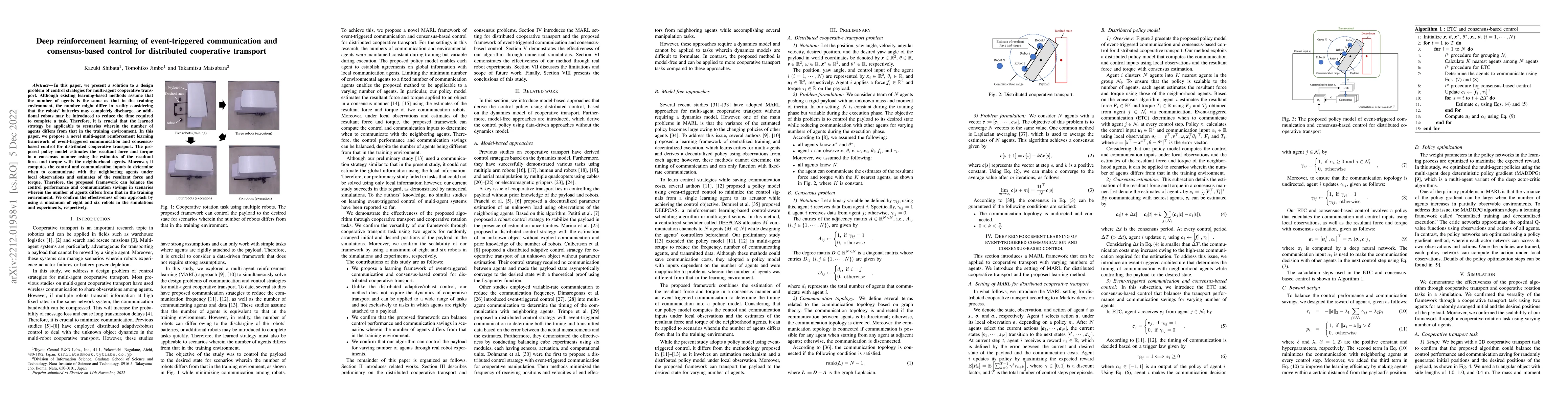 Thumbnail for Deep reinforcement learning of event-triggered communication and
  consensus-based control for distributed cooperative transport