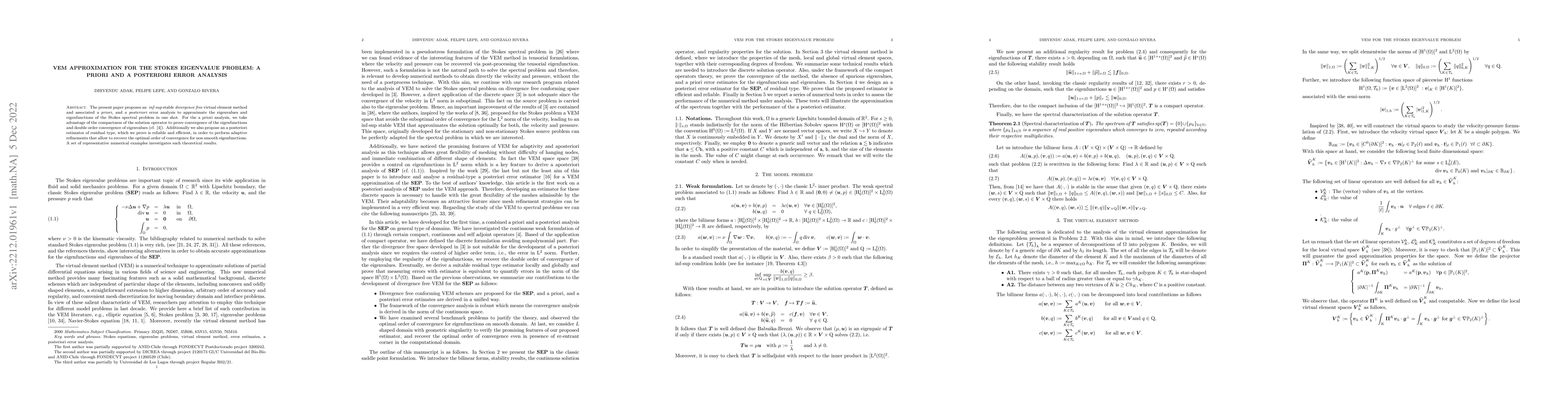 Thumbnail for VEM approximation for the Stokes eigenvalue problem: a priori and a
  posteriori error analysis
