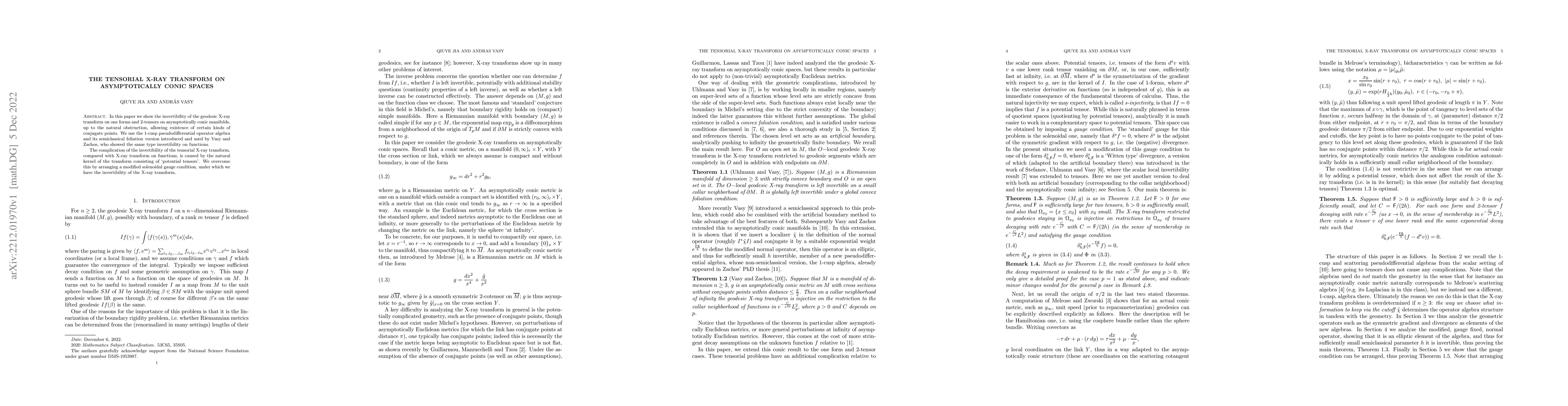 Thumbnail for The tensorial X-ray transform on asymptotically conic spaces